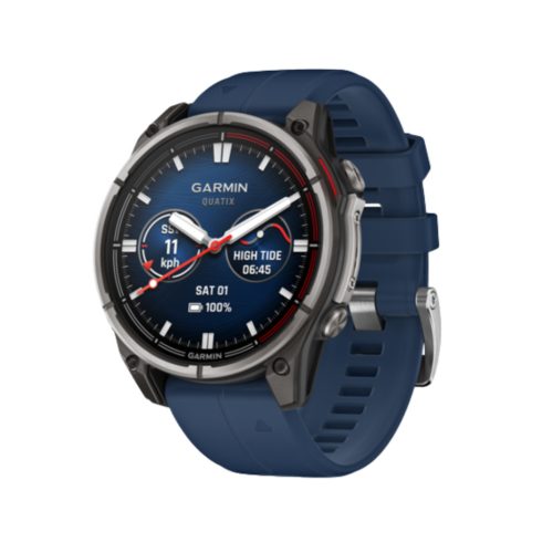 Garmin Quatix 8 okosóra - 47 mm Amoled, sapphire titánium, captain blue szilikon szíjjal