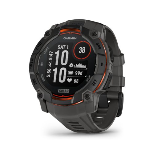 Garmin Instinct 3 SOLAR okosóra Fekete, 50 mm, sötétszürke szilikon szíjjal