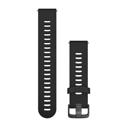 Garmin Quick Release óraszíj, 20 mm - fekete szilikon, szürke csat (Forerunner 645)