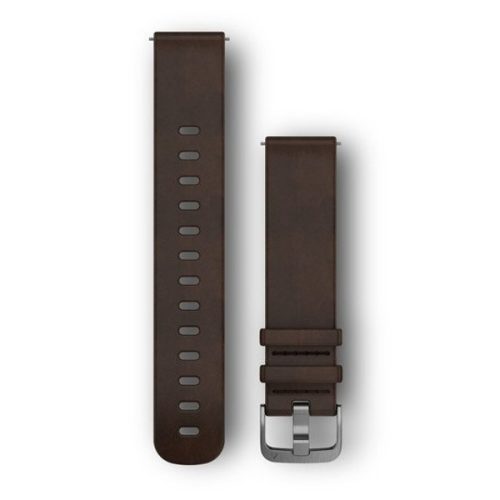 Garmin Quick Release óraszíj, 20 mm - sötétbarna bőr, ezüst csat (Vívomove HR)