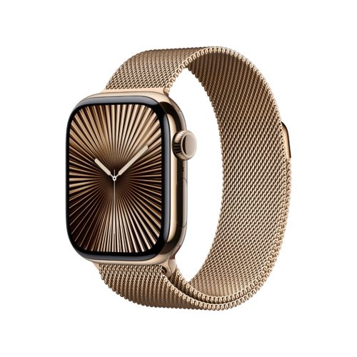 Apple Watch Series 10 GPS + Cellular 42 mm arany titán tok arany fém milánói szíj