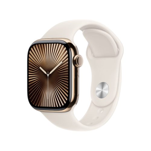 Apple Watch Series 10 GPS + Cellular 42 mm arany titán tok csillagfény szilikon sportszíj