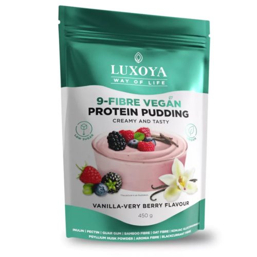 Luxoya 9-Fiber Vegan Protein Rostpuding 450 g - Vanília erdei gyümölcs