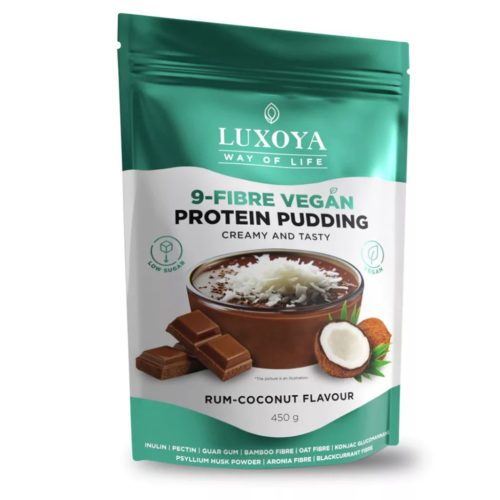 Luxoya 9-Fiber Vegan Protein Rostpuding 450 g - Rum kókusz csokoládé