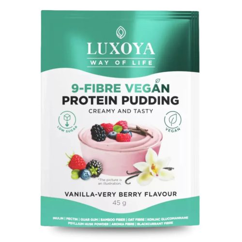 Luxoya 9-Fiber Vegan Protein Rostpuding 45 g - Vanília erdei gyümölcs
