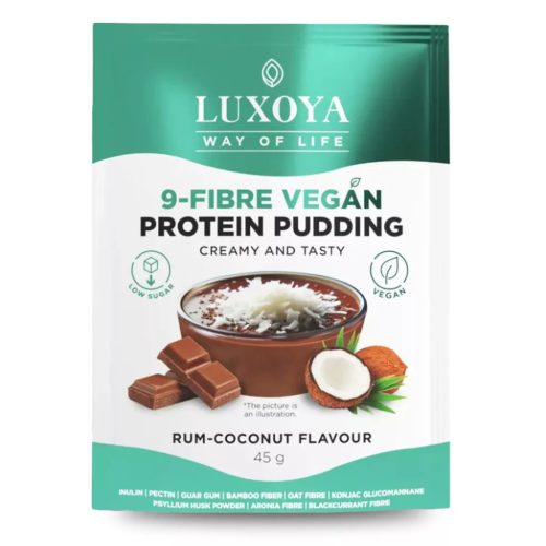 Luxoya 9-Fiber Vegan Protein Rostpuding 45 g - Rum kókusz csokoládé