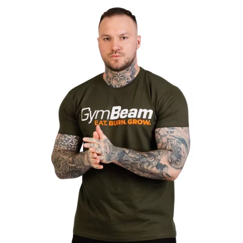GymBeam Grow férfi póló - Military zöld