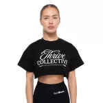 GymBeam Thrive női cropped póló - fekete