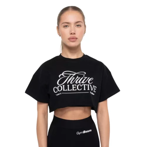 GymBeam Thrive női cropped póló - fekete