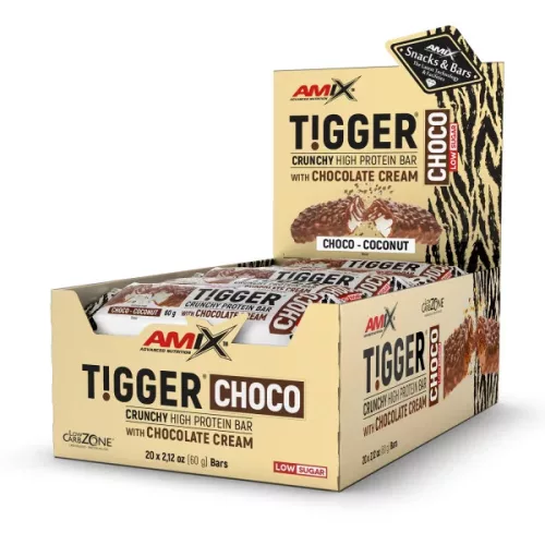 Amix Nutrition TIGGER CHOCO Fehérjeszelet 20 x 60 g - Csokoládé kókusz