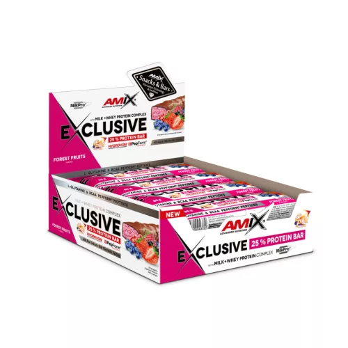 Amix Nutrition Exclusive Protein Bar Fehérjeszelet 12x85 g - Erdei gyümölcs