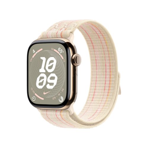 Apple Watch Series 10 GPS + Cellular 42 mm arany titán tok csillagfény textil nike sportpánt