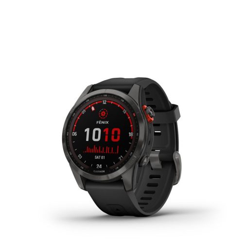 Garmin Fenix 7S Solar szürke, fekete szilikon szíjjal
