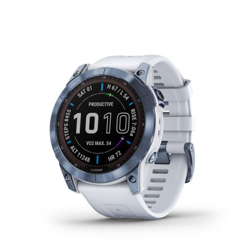 Garmin Fenix 7X Sapphire fehér , ásványkék, fehér szilikon szíjjal (Solar)