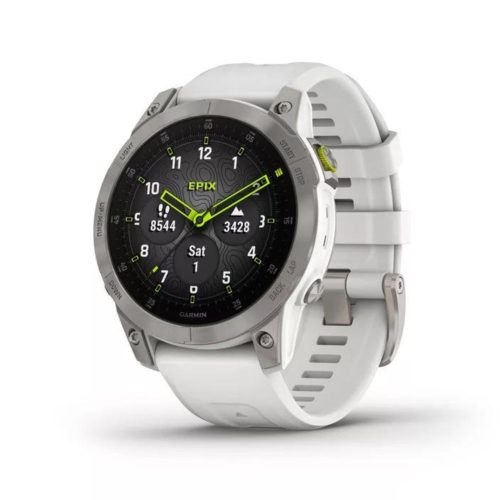 Garmin Epix (Gen2) Carrera fehér titánium, szilikon szíjjal