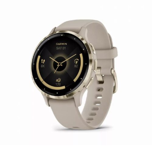 Garmin Venu 3S okosóra francia szürke-krémarany, szilikon szíjjal (ED)