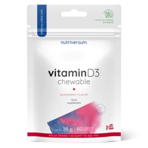 Nutriversum Vitamin D3 rágótabletta - 60 db málna