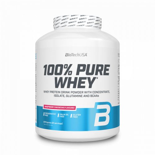 BioTech USA 100% Pure Whey tejsavó fehérjepor 2270 g Málnás Sajttorta
